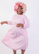 Load image into Gallery viewer, Blush Bloom Pink Long Sleeve Midi Dress