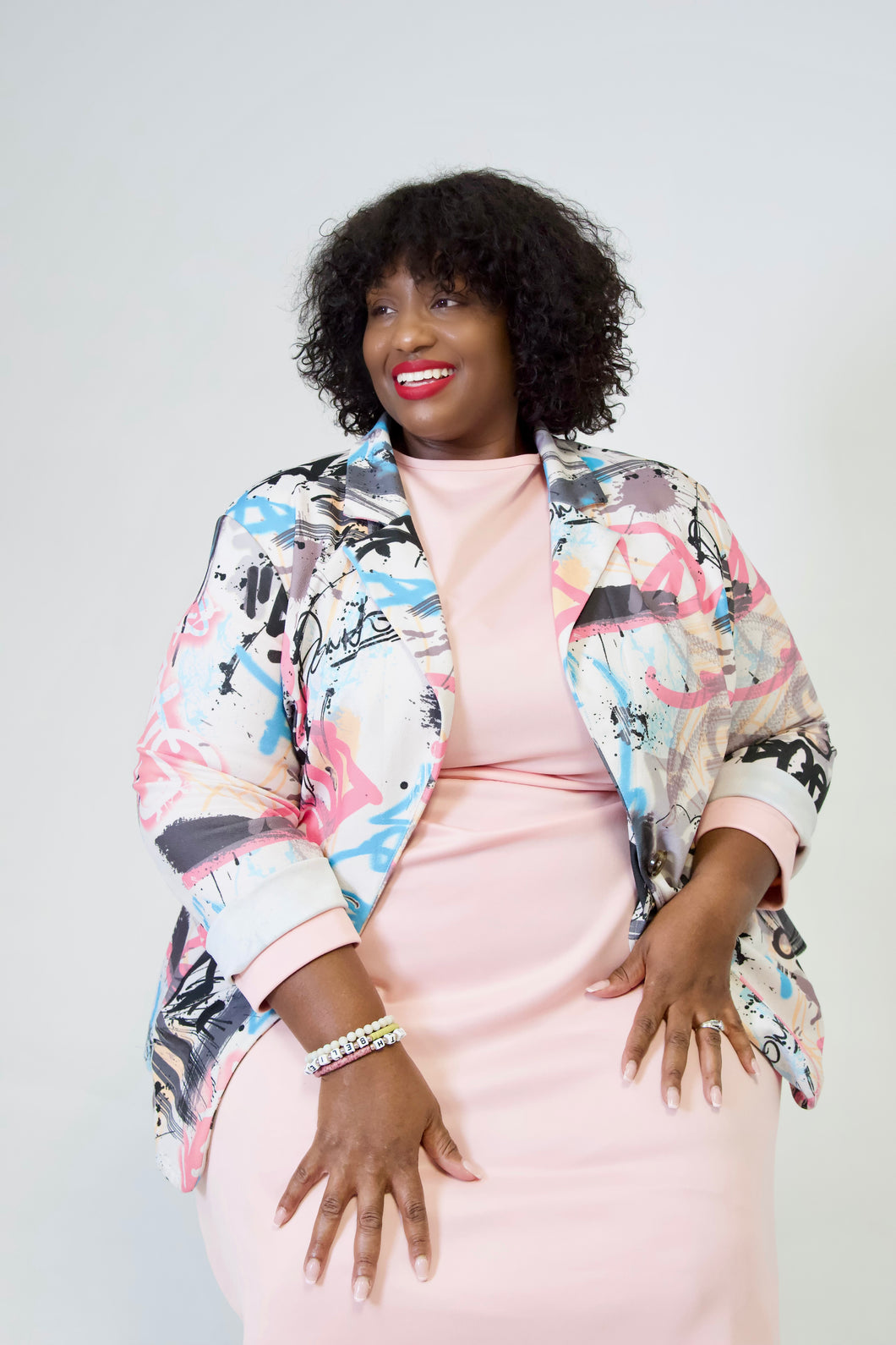 Blush Bloom Pink Long Sleeve Midi Dress