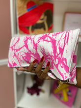 Load image into Gallery viewer, Abstract Pink and White Cloth Clutch
